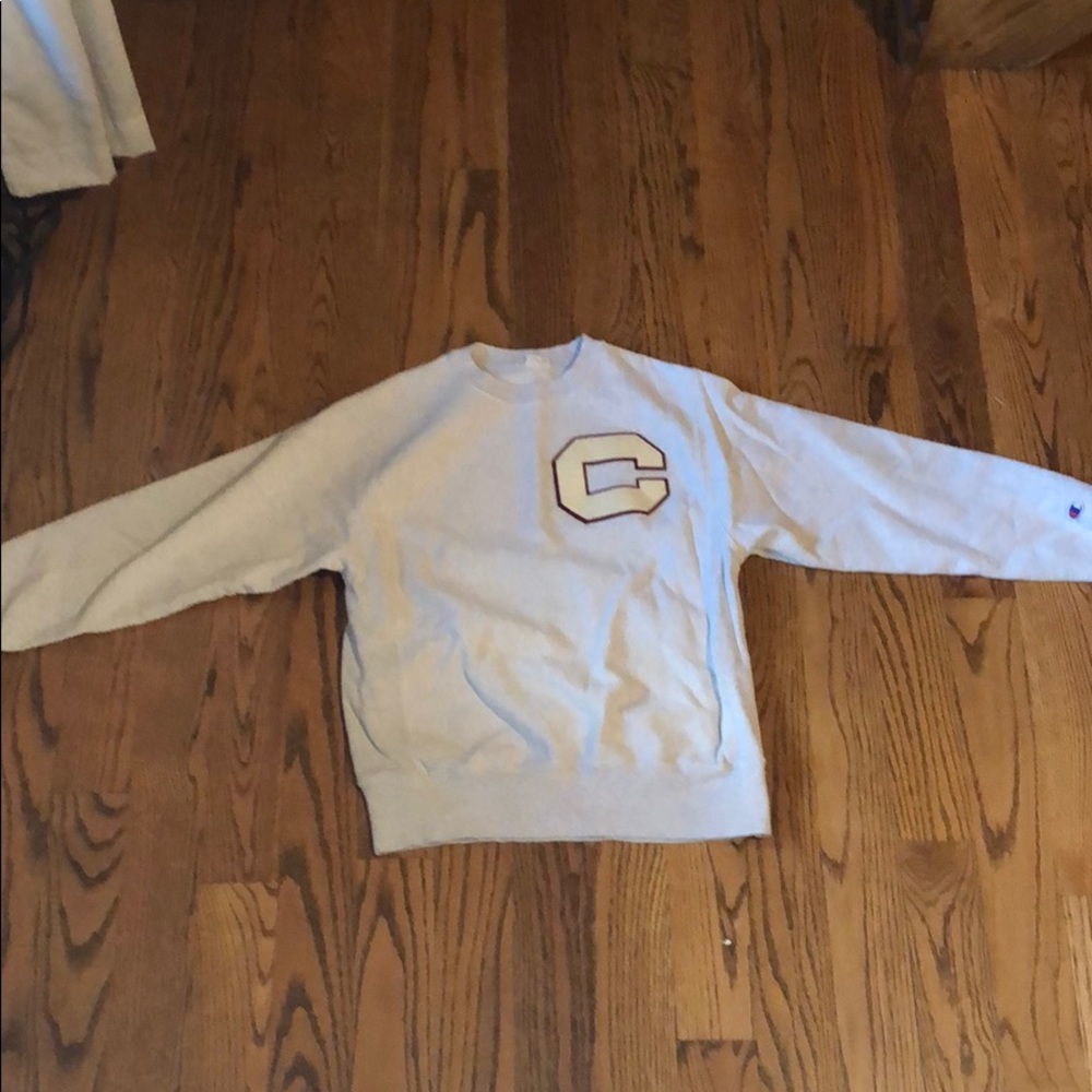 Champion grey letterman sweatshirt